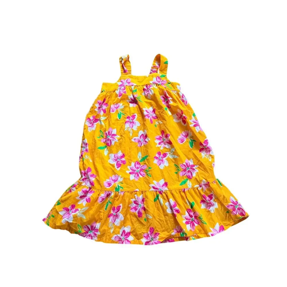 Old Navy Yellow Floral Ruffled-Hem Twill Dress